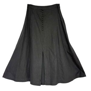 skirt BANANA REPUBLIC XS/S black linen rayon button detailing zip close fitted